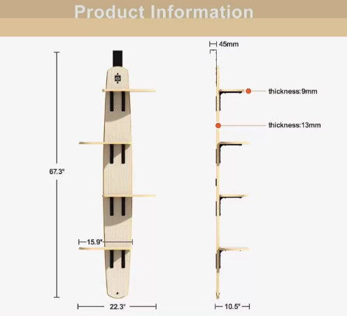 Wooden Door-Mounted Wall Cat Tree – Minimalist Wood Cat Climbing Frame