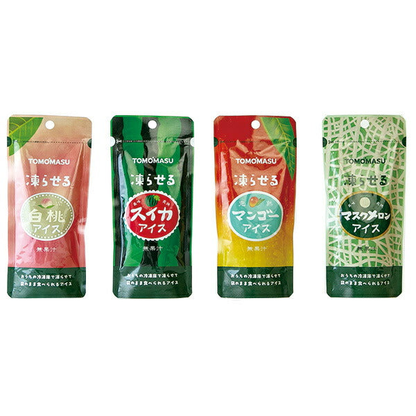 友桝飲料 果実アイス お試しアソートセット48本セット(スイカ、白桃、マンゴー、マスクメロン各12本) (80gパウチ×48本)×1箱入【日本出荷】