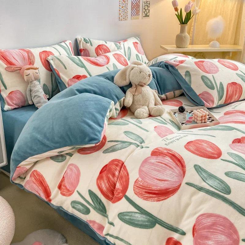 Fleece Sheets – Soft Milk Velvet Printed Bedding Sets for Winter