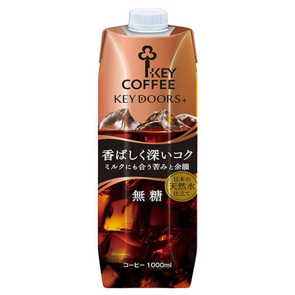Key Coffee KEY DOORS+ Liquid Coffee, Fragrant and Rich, Unsweetened, 1000ml Paper Pack x 6 