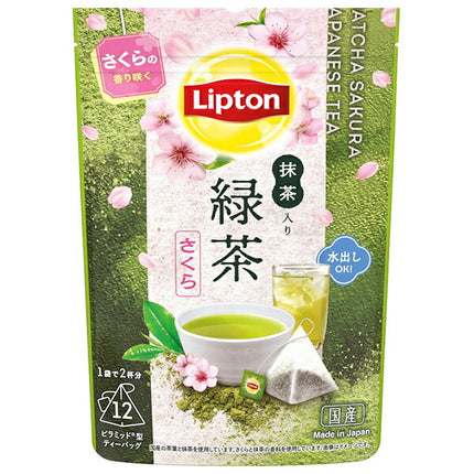 KEY COFFEE Lipton Sakura Green Tea with Matcha Tea Bags, 12 Bags x 6 Packs [Ships from Japan]