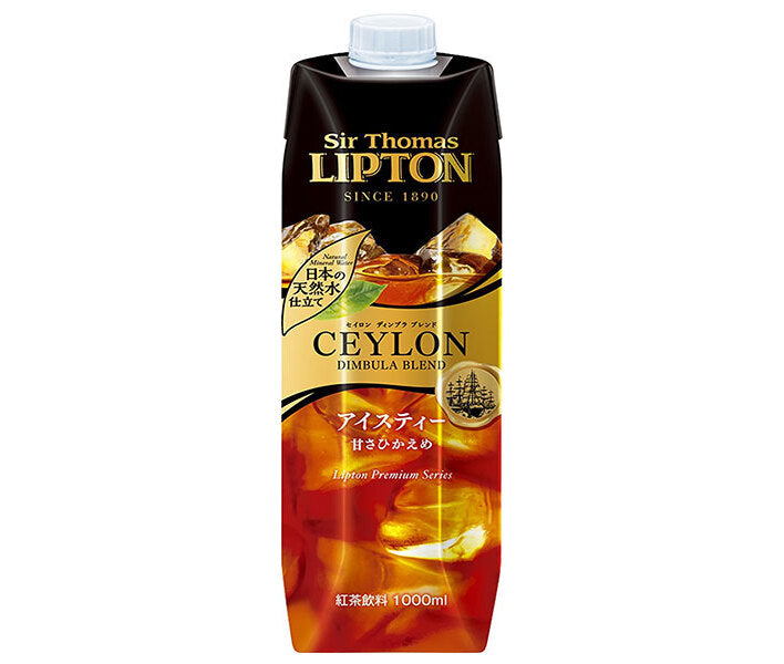 [11/25~ 10% off all products!!] Key Coffee Sir Thomas Lipton Iced Tea, Lightly Sweet Tetra Prisma, 1L Paper Pack x 6