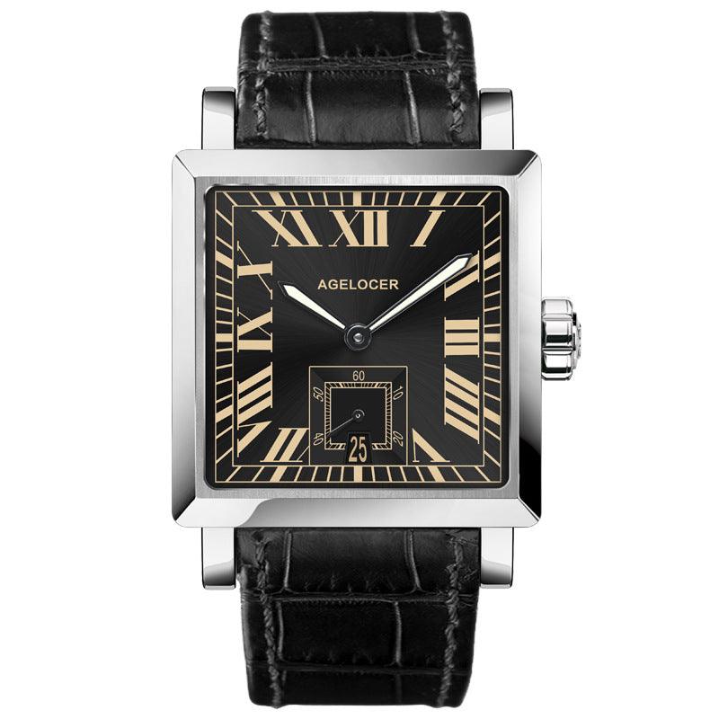 Men's Leather Watch Automatic Mechanical Waterproof Dress Watch