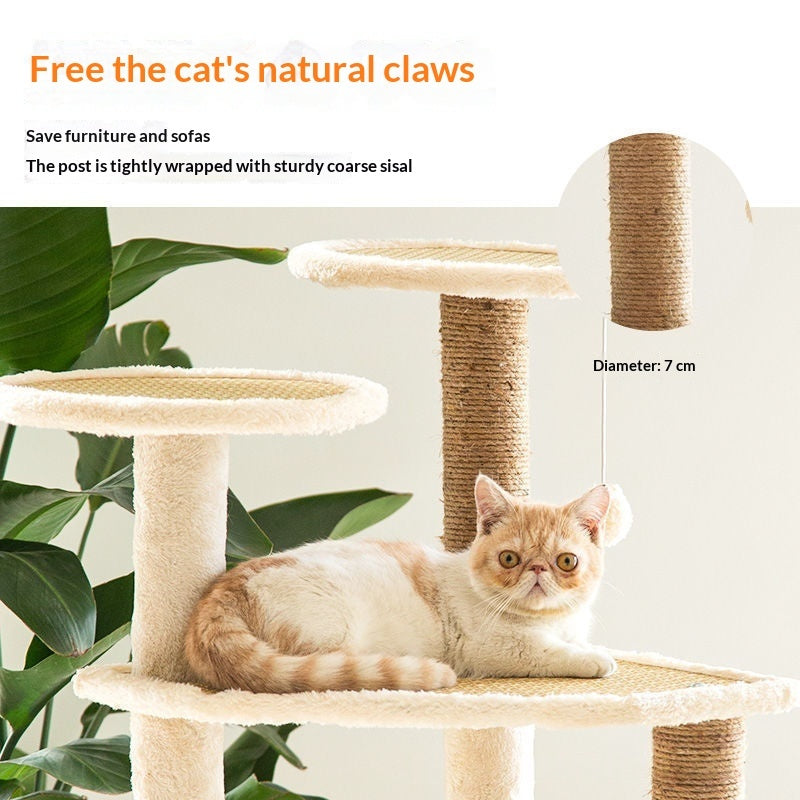 Integrated Cat Bed & Cat Tree Climbing Frame – Multi-Tier Wooden Cat Tower