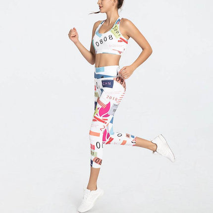 2pcs Women's Printed  fitness Gym Workout Outfit set