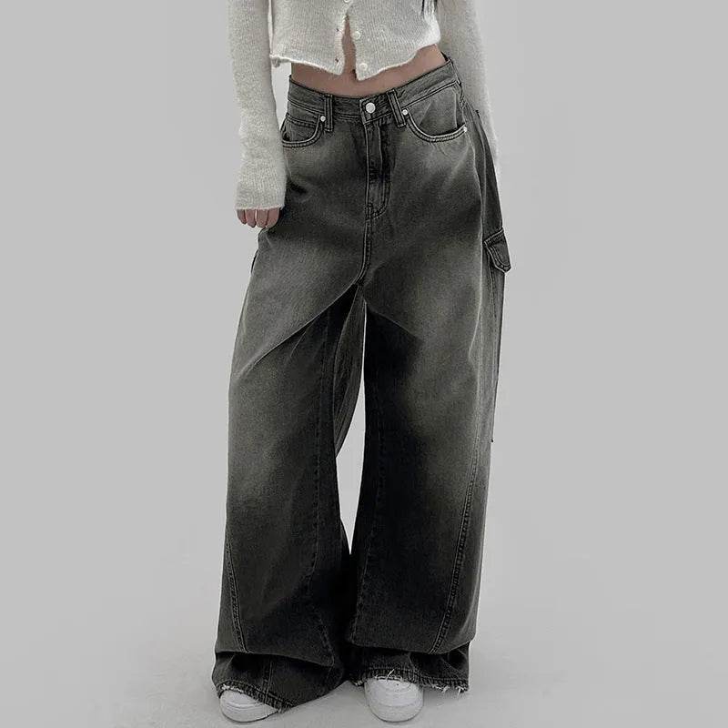 European And American Slimming High Waist Wide Legs Baggy Jeans Pant For Women