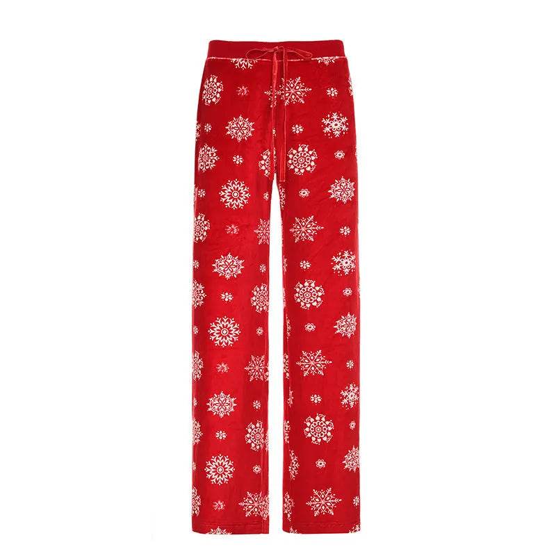 Snowflake Casual Straight Leg  trouser Pants For Women