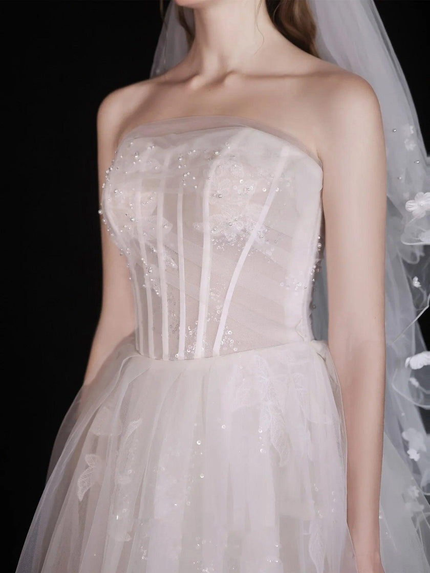 White Wedding Bridal Dress Light Yarn Dinner Tube Top Dress