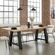 Table à diner industrielle style Établie patte en acier noir mat avec plateau en Bois de Manguier