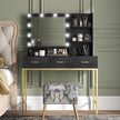 Sophia Illuminated Makeup Table with LED Lights and 3 Drawers-Black