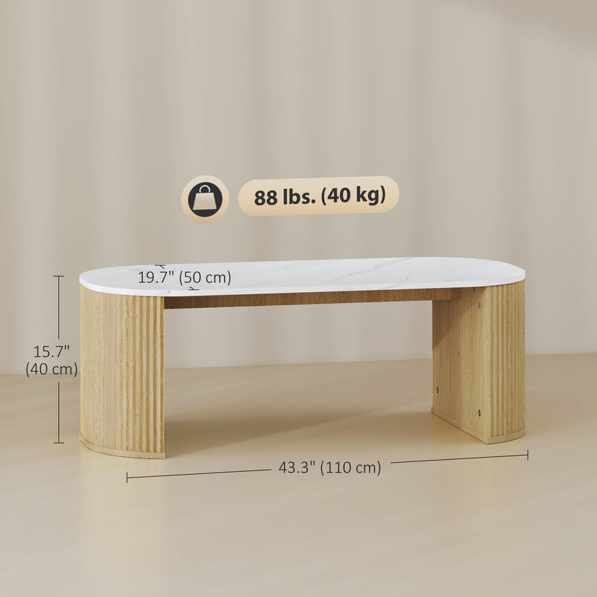 Cameron Modern Faux-Marble Coffee Table-Natural Wood