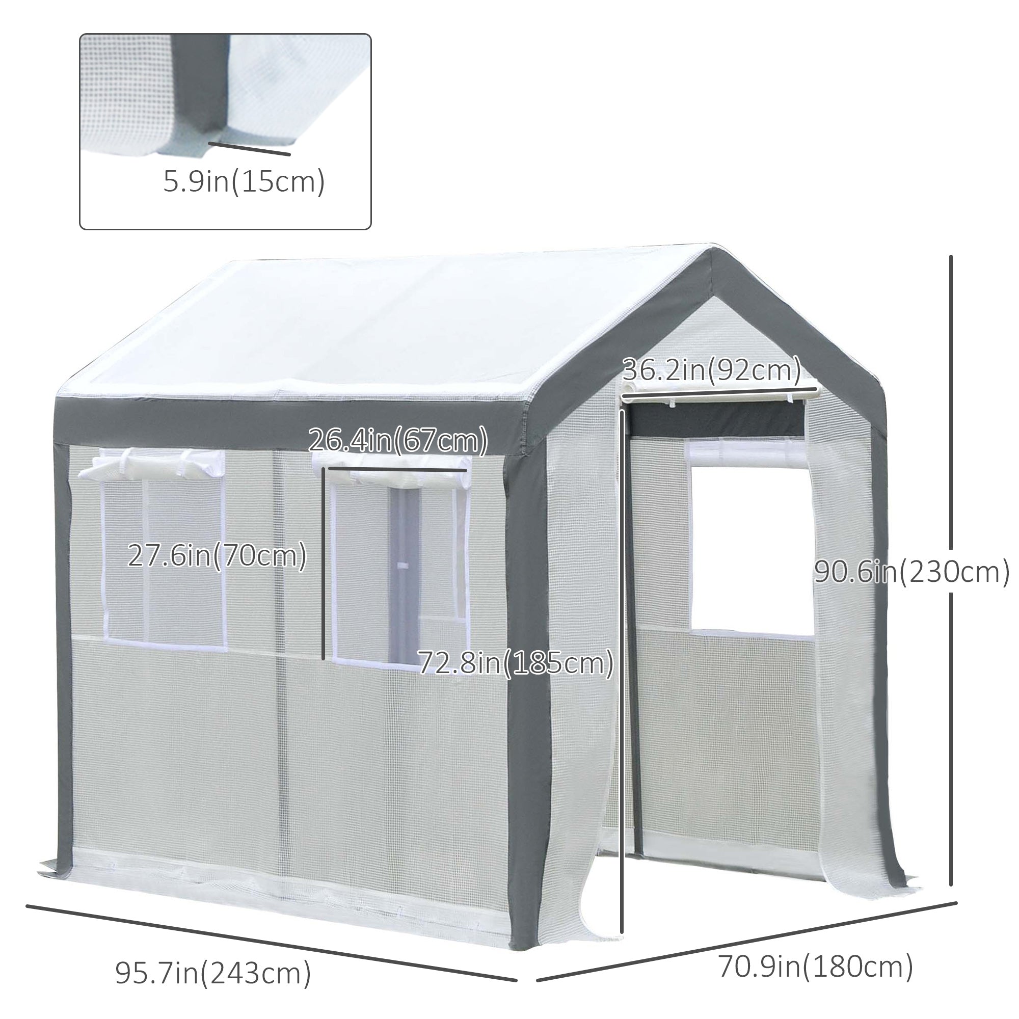 Outsunny Heavy-duty Walk-in Greenhouse 8' x 6' x 7.5' Outdoor Polytunnel for Vegetable Plant Growth Warm House