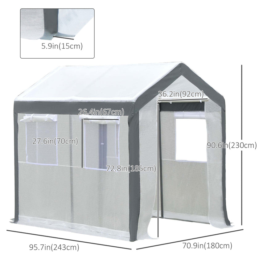 Outsunny Heavy-duty Walk-in Greenhouse 8' x 6' x 7.5' Outdoor Polytunnel for Vegetable Plant Growth Warm House