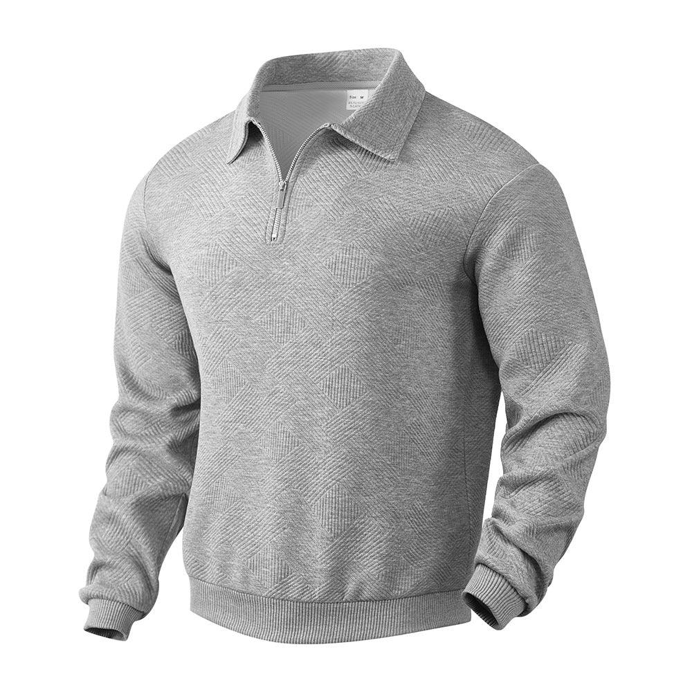 Half Zipper Sweatshirt – Stylish Jacquard Pullover for Youth