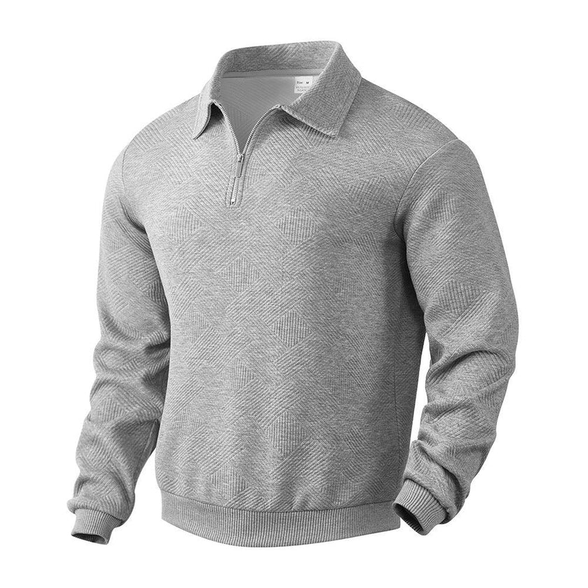 Half Zipper Sweatshirt – Stylish Jacquard Pullover for Youth