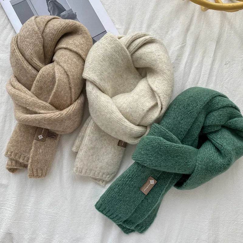 Women's Sweet Version Fleece Solid Scarf Autumn And Winter