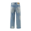 American Retro Wash Gradient Spray Painting Denim Trousers Men Jeans