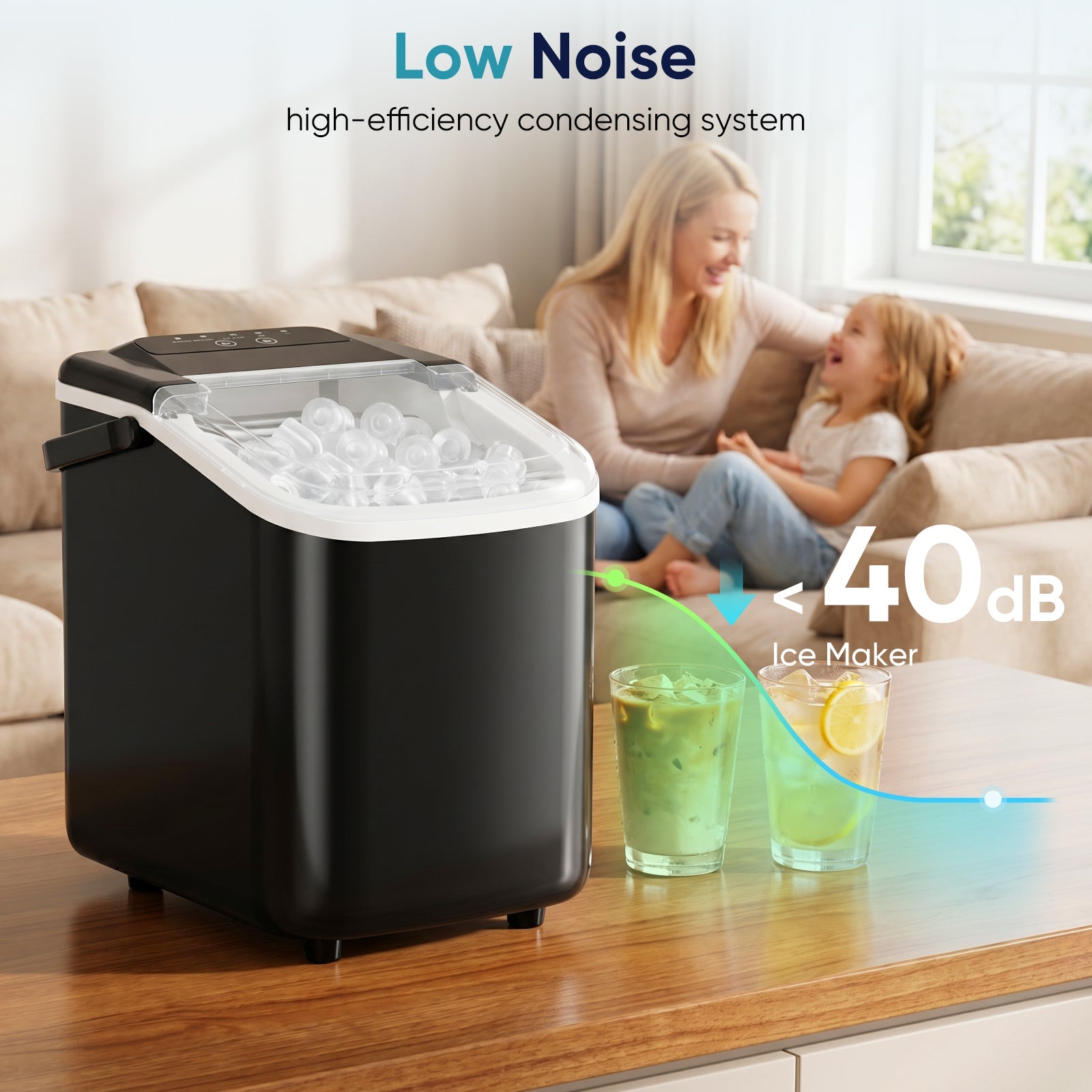 Countertop Ice Maker Machine – 9 Ice Balls in 6–8 Min, 26 lbs/Day, 4 Colors