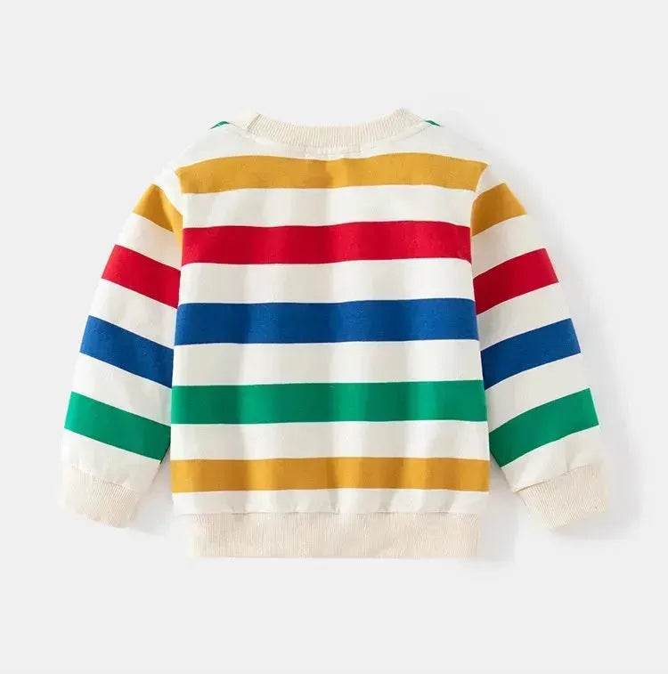 Unisex Colorful Striped Long-sleeved Sweater for Kids Pullover for Kids