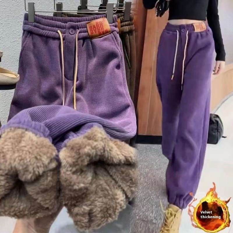 Leisure Trousers – Cotton Thick Flannel Sports Pants for Women