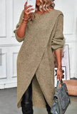 Front Split Winter Sweater Mini Tunic Dress