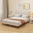 Harper Queen Size Bed Frame with Upholstered Headboard-Cream White