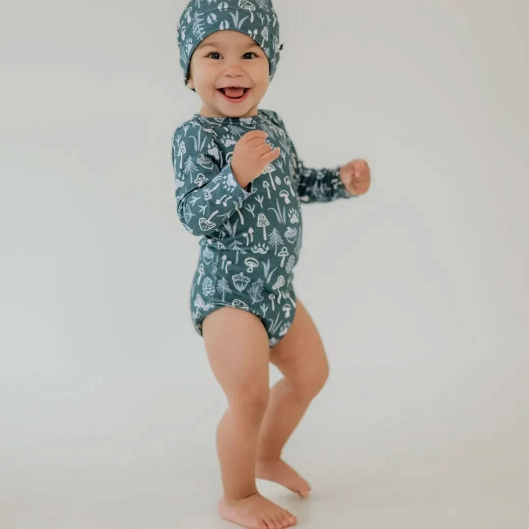 Baby Long-Sleeve Bamboo Onesie | Ditsy Snails