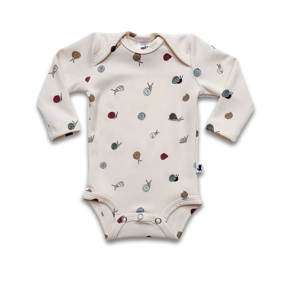 Baby Long-Sleeve Bamboo Onesie | Ditsy Snails