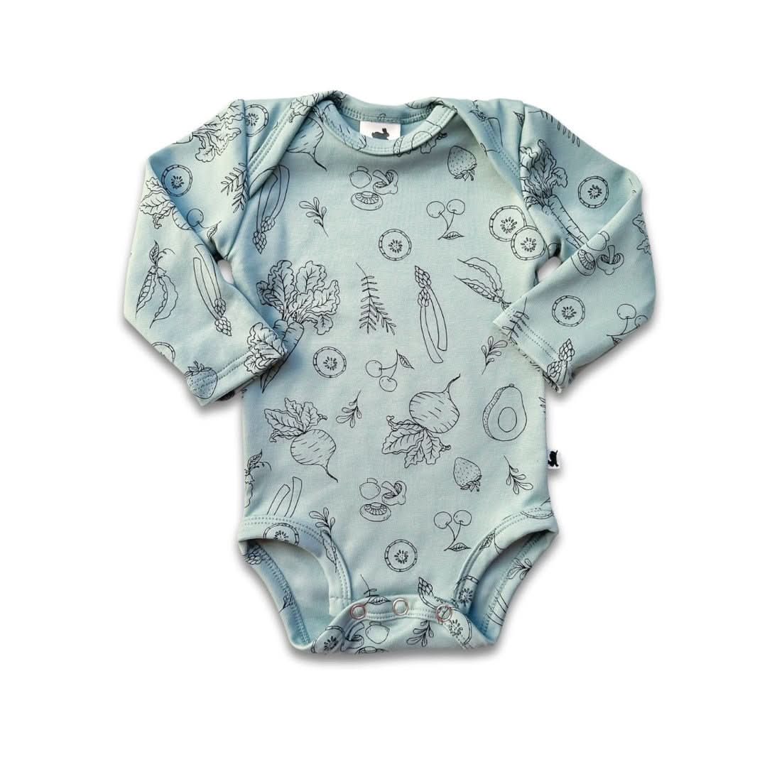 Baby Long-Sleeve Bamboo Onesie | Eucalyptus Gingham