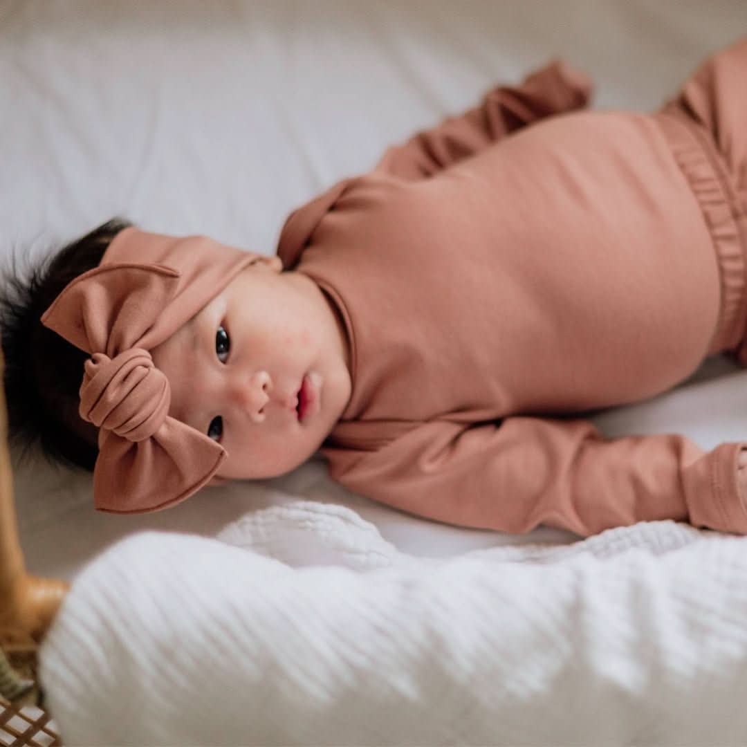 Baby Long-Sleeve Bamboo Onesie | Terracotta
