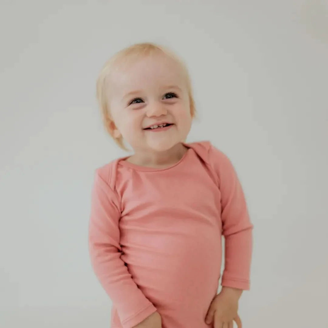 Baby Long-Sleeve Bamboo Onesie | Rose