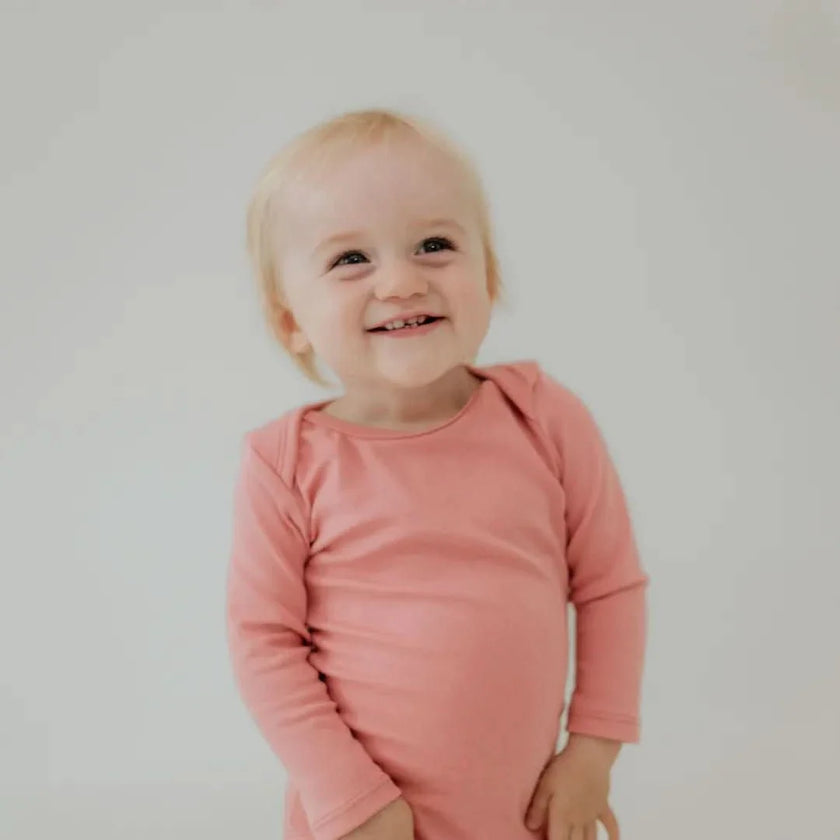 Baby Long-Sleeve Bamboo Onesie | Terracotta