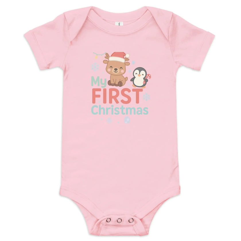 Baby short sleeve one piece - My First Christmas