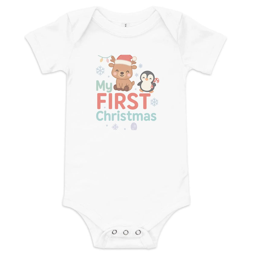 Baby short sleeve one piece - My First Christmas
