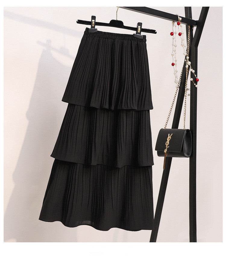 Women's Spring And Summer Chiffon layered Midi maxi Skirt