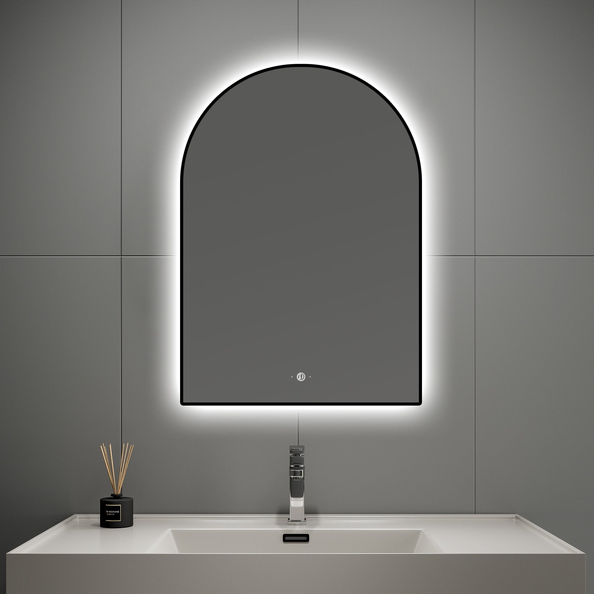 Backlit Frame Arched LED Mirror with Motion Sensor, Anti-Fog