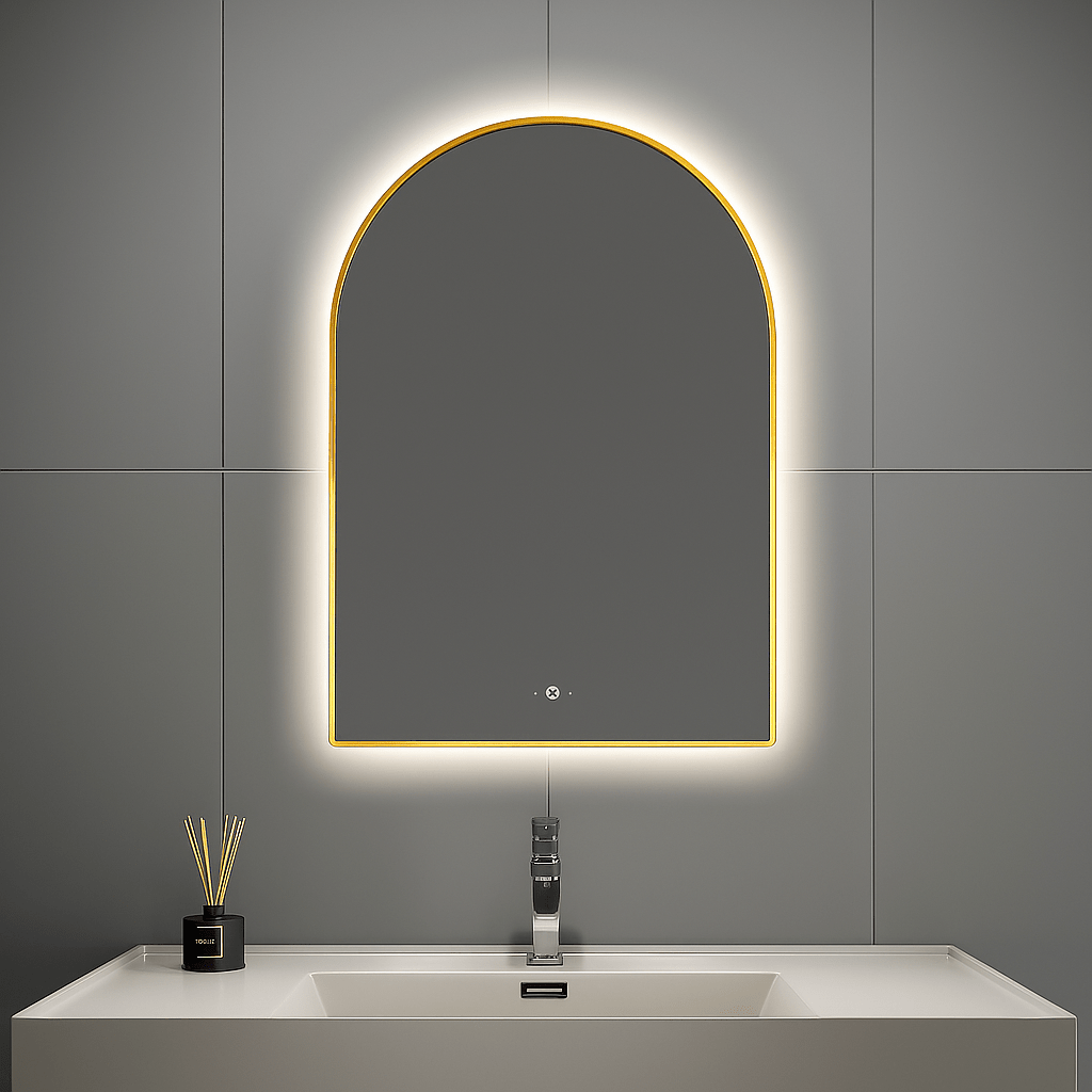 Backlit Frame Arched LED Mirror with Motion Sensor, Anti-Fog