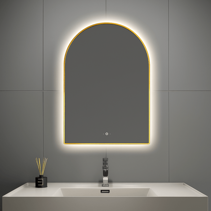 Backlit Frame Arched LED Mirror with Motion Sensor, Anti-Fog