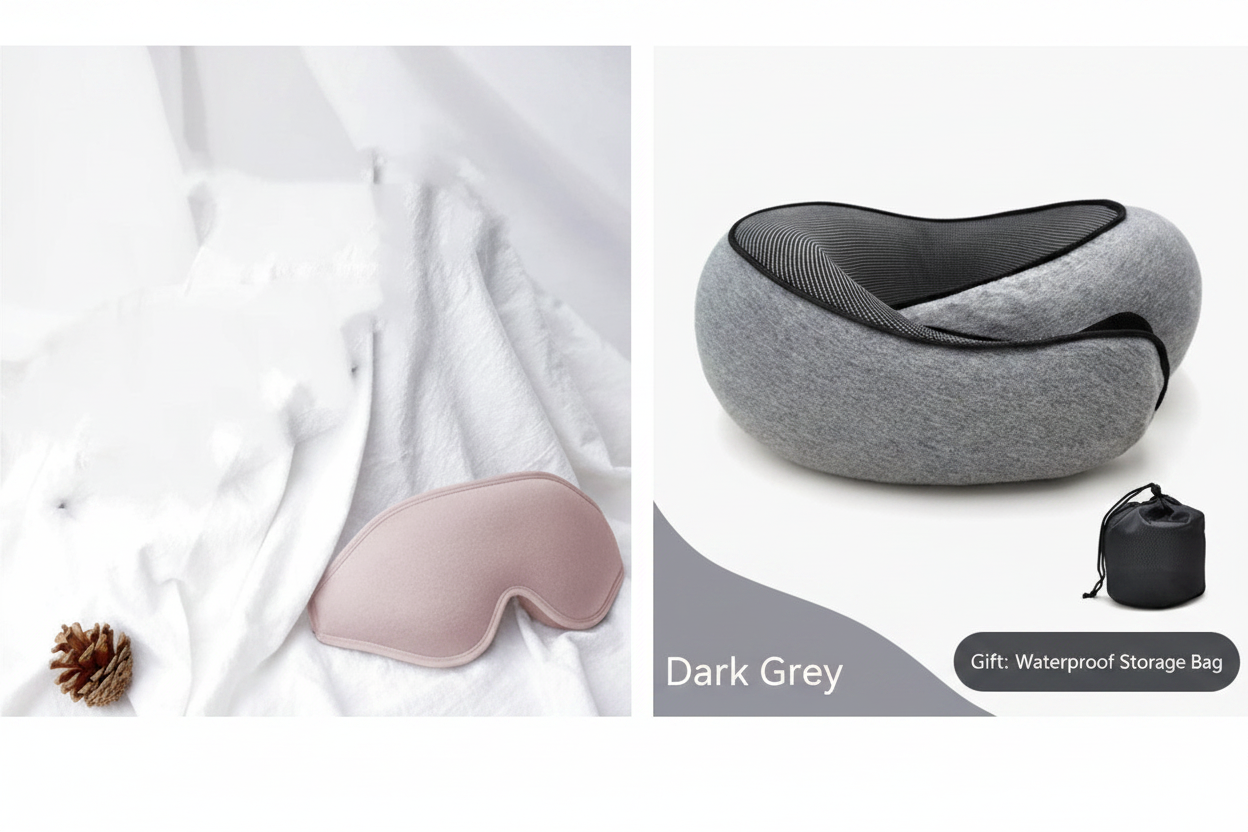 3D Stereo Contoured Sleep Eye Mask – Memory Foam Blackout Mask (Black, Rose Pink, Silver)