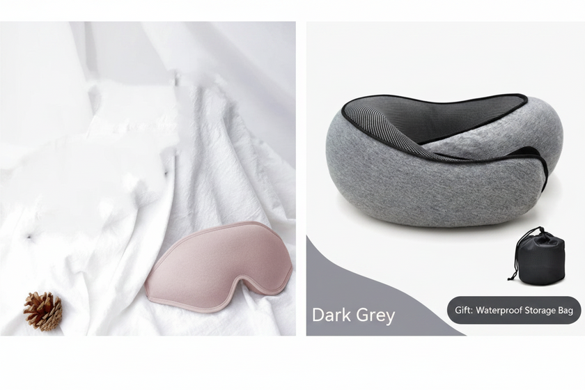 3D Stereo Contoured Sleep Eye Mask – Memory Foam Blackout Mask (Black, Rose Pink, Silver)
