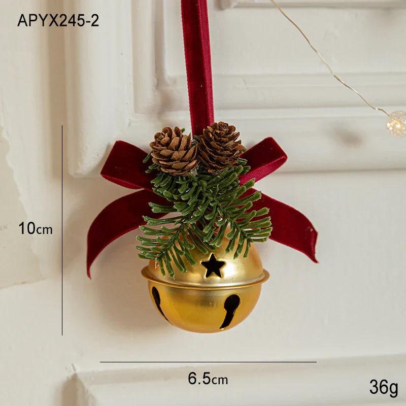 Christmas Little Bell Shape Velvet Bow Small Hanging Piece