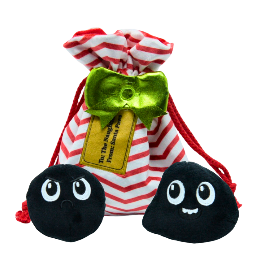 Bag of Coals - Christmas 3 in 1 Plush Dog Toy