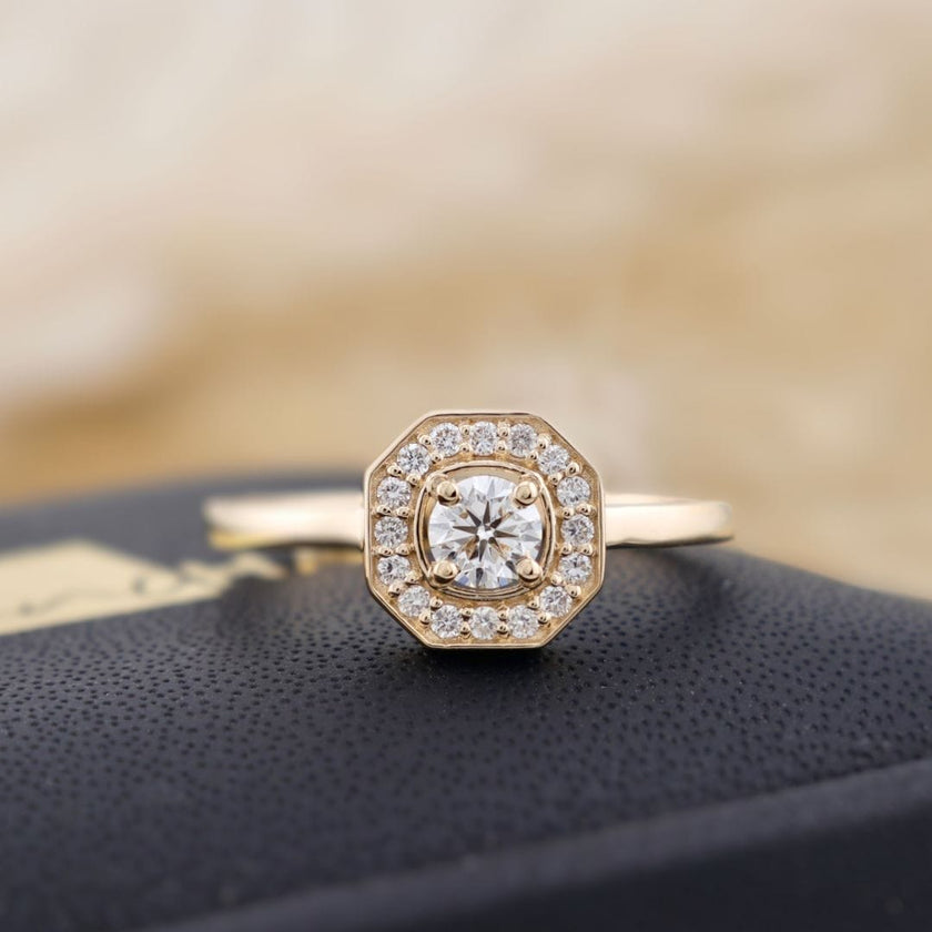 Bague Art Deco en or 14K - 18K et diamants