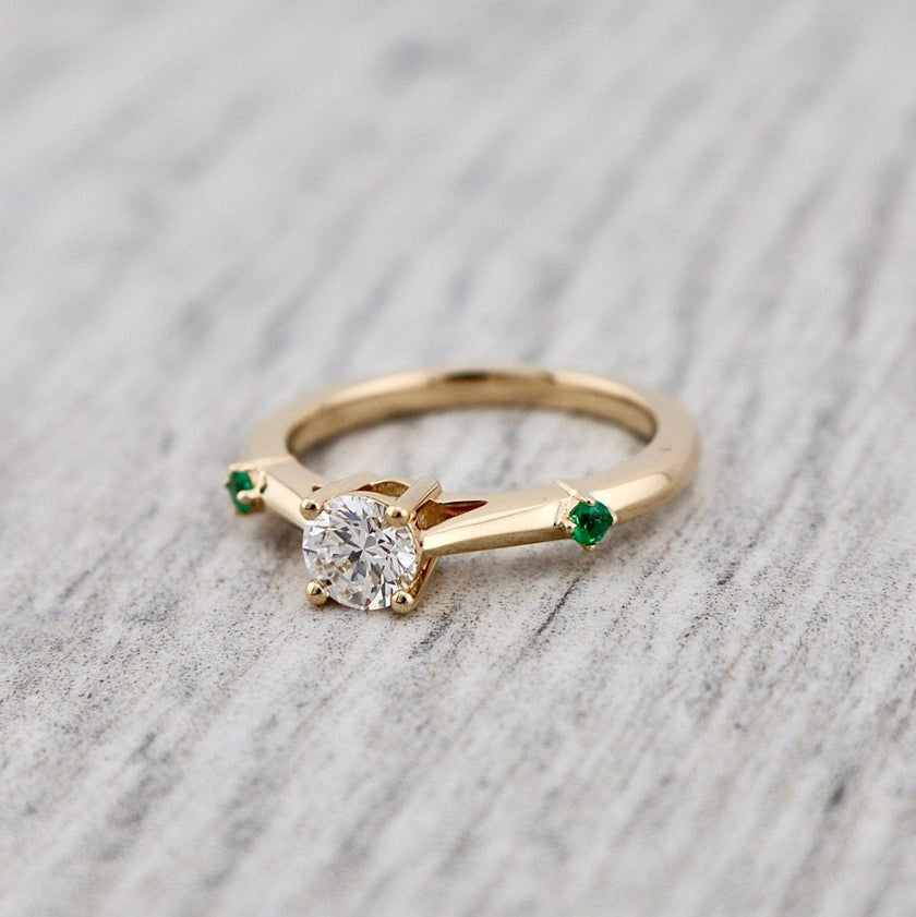 Bague ensemble D'alliance Émeraude et Diamant 0,5 ct