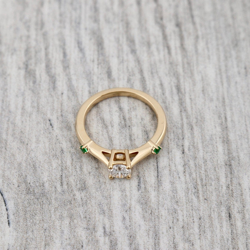 Bague ensemble D'alliance Émeraude et Diamant 0,5 ct