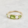 Bague en or 14K - 18K ou platine, péridots et diamants