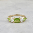 Bague en or 14K - 18K ou platine, péridots et diamants