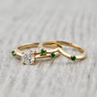 Bague ensemble D'alliance Émeraude et Diamant 0,5 ct