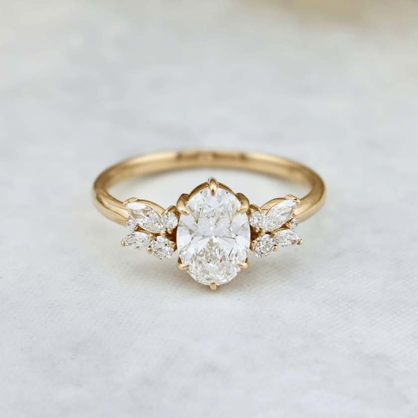 Bague Fancy or 14K -18K ou platine et diamants
