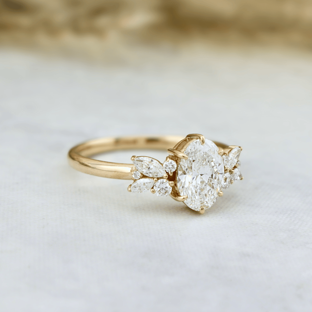 Bague Fancy or 14K -18K ou platine et diamants